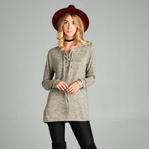 Criss Cross Brushed Sweater Top - Picture 1 of 4
